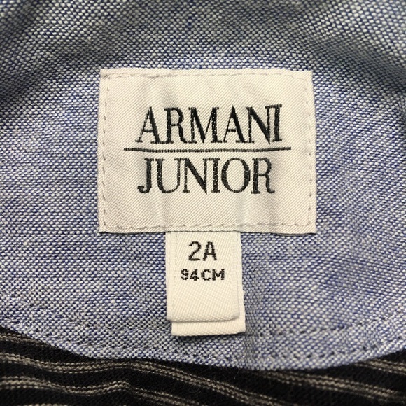 Armani Junior Toddler Boy Long Sleeve Striped Polo Shirt Size 2 Years - Picture 8 of 11